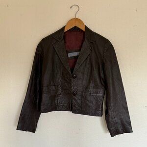 Vintage Sharara Leather Clothes Brown Cropped Blazer Small